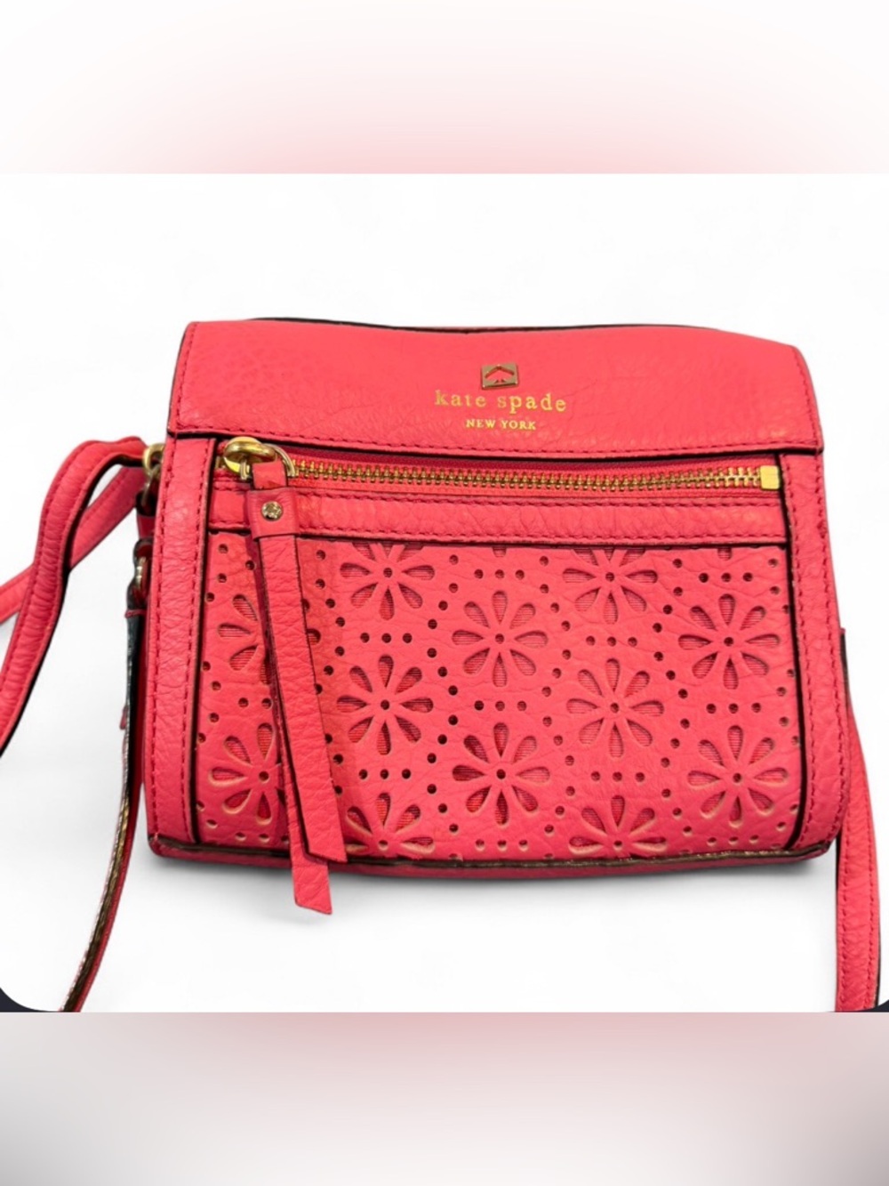 Kate Spade Pink Perforated Leather Perri Lane Looloo Crossbody Bag
